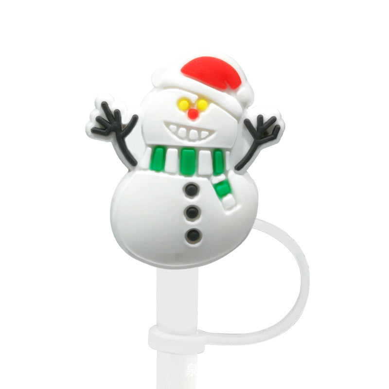 Wholesale Cartoon Christmas Santa Claus Christmas Trees Snowman Silicone Dustproof Straw Plugs